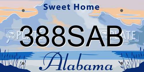 388SAB Alabama License Plate
