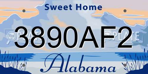 3890AF2 Alabama License Plate
