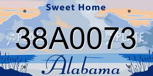 38A0073 Alabama License Plate