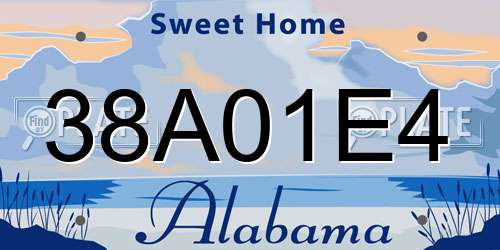 38A01E4 Alabama License Plate
