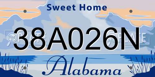 38A026N Alabama License Plate