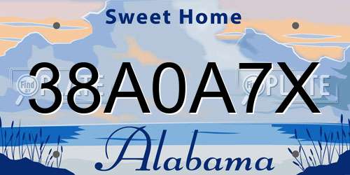 38A0A7X Alabama License Plate