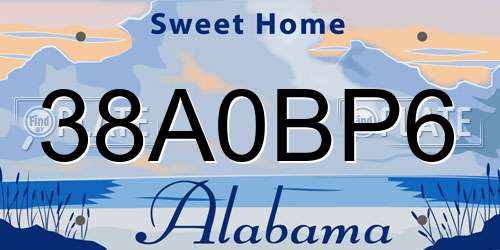 38A0BP6 Alabama License Plate