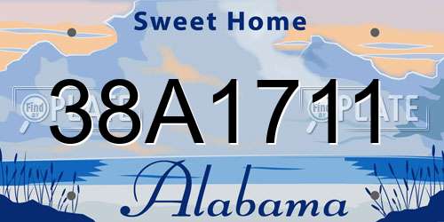 38A1711 Alabama License Plate