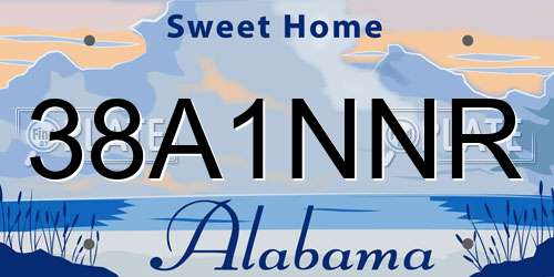 38A1NNR Alabama License Plate