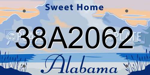 38A2062 Alabama License Plate