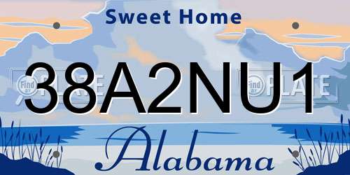38A2NU1 Alabama License Plate