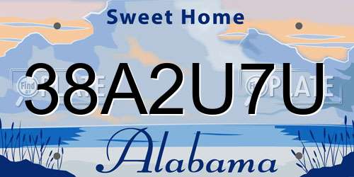 38A2U7U Alabama License Plate