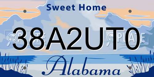 38A2UT0 Alabama License Plate