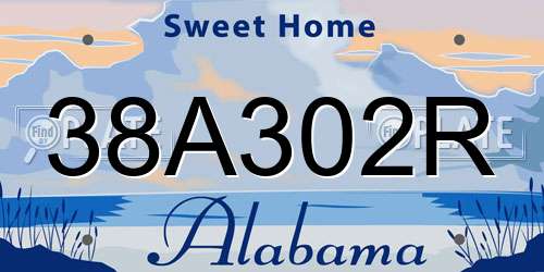 38A302R Alabama License Plate