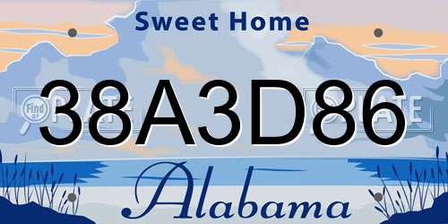 38A3D86 Alabama License Plate