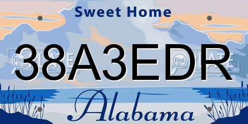 38A3EDR Alabama License Plate