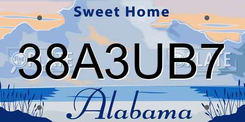 38A3UB7 Alabama License Plate