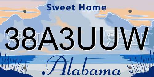 38A3UUW Alabama License Plate