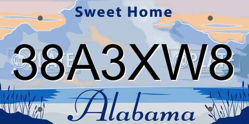38A3XW8 Alabama License Plate