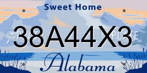 38A44X3 Alabama License Plate