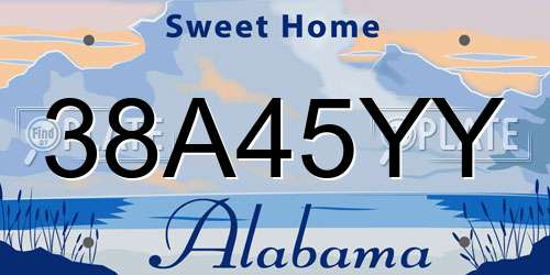 38A45YY Alabama License Plate