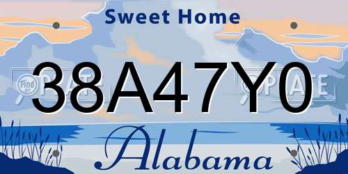 38A47Y0 Alabama License Plate