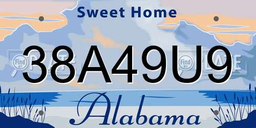 38A49U9 Alabama License Plate