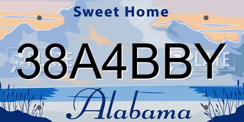 38A4BBY Alabama License Plate