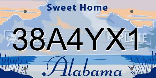 38A4YX1 Alabama License Plate