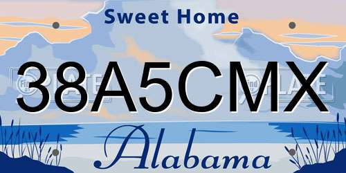 38A5CMX Alabama License Plate