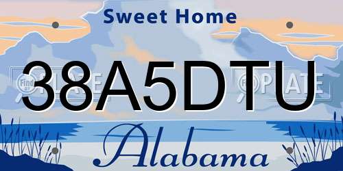 38A5DTU Alabama License Plate