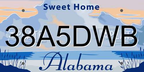 38A5DWB Alabama License Plate