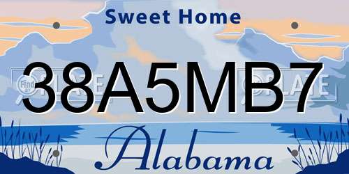 38A5MB7 Alabama License Plate