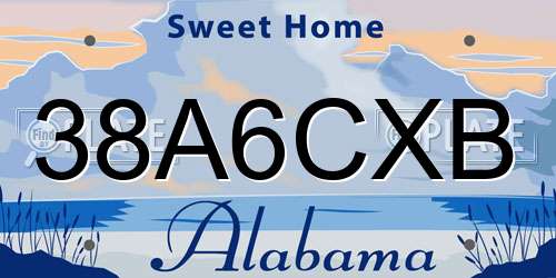 38A6CXB Alabama License Plate