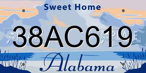 38AC619 Alabama License Plate