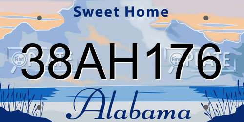 38AH176 Alabama License Plate