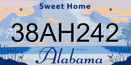 38AH242 Alabama License Plate