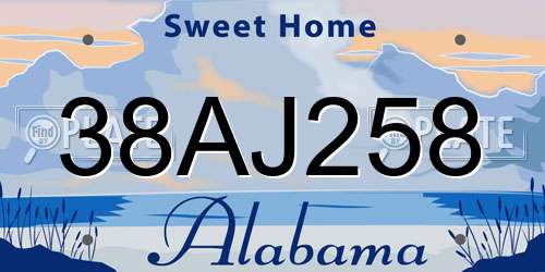 38AJ258 Alabama License Plate