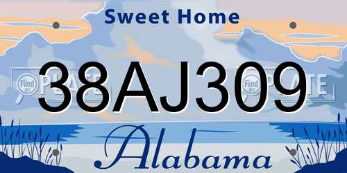 38AJ309 Alabama License Plate