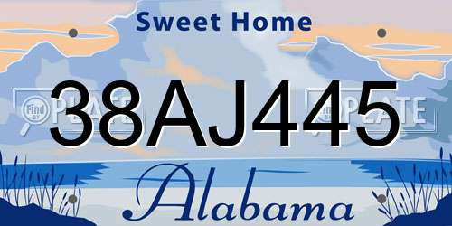 38AJ445 Alabama License Plate