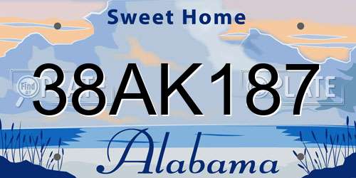 38AK187 Alabama License Plate