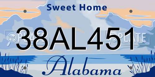 38AL451 Alabama License Plate