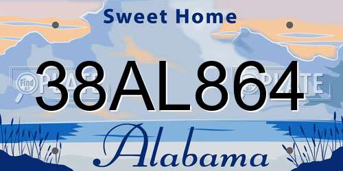 38AL864 Alabama License Plate