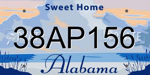 38AP156 Alabama License Plate