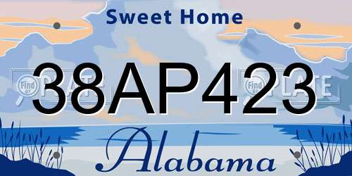 38AP423 Alabama License Plate