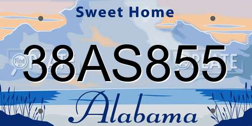 38AS855 Alabama License Plate