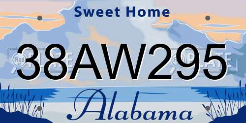 38AW295 Alabama License Plate