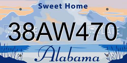 38AW470 Alabama License Plate