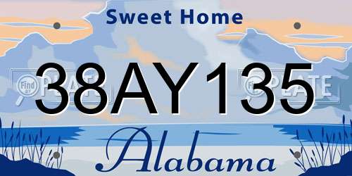 38AY135 Alabama License Plate