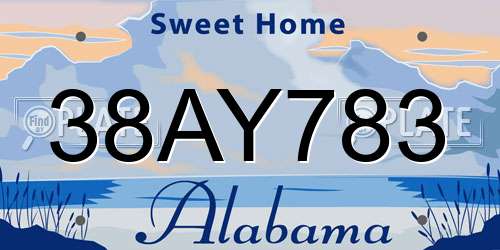 38AY783 Alabama License Plate