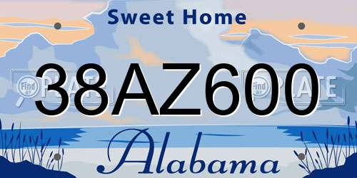 38AZ600 Alabama License Plate