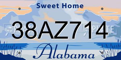 38AZ714 Alabama License Plate