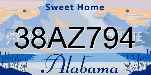 38AZ794 Alabama License Plate