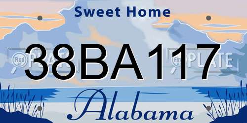 38BA117 Alabama License Plate
